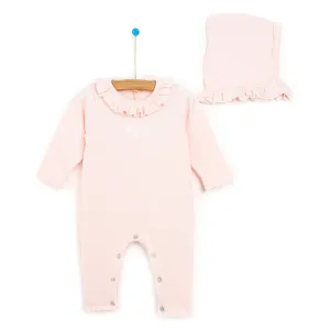 HelloBaby Newborn Knit Ruffled Jumpsuit - Salmon