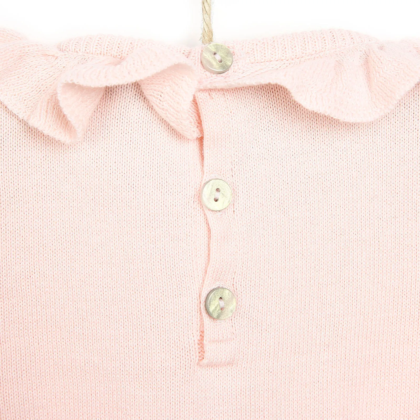HelloBaby Newborn Knit Ruffled Jumpsuit - Salmon