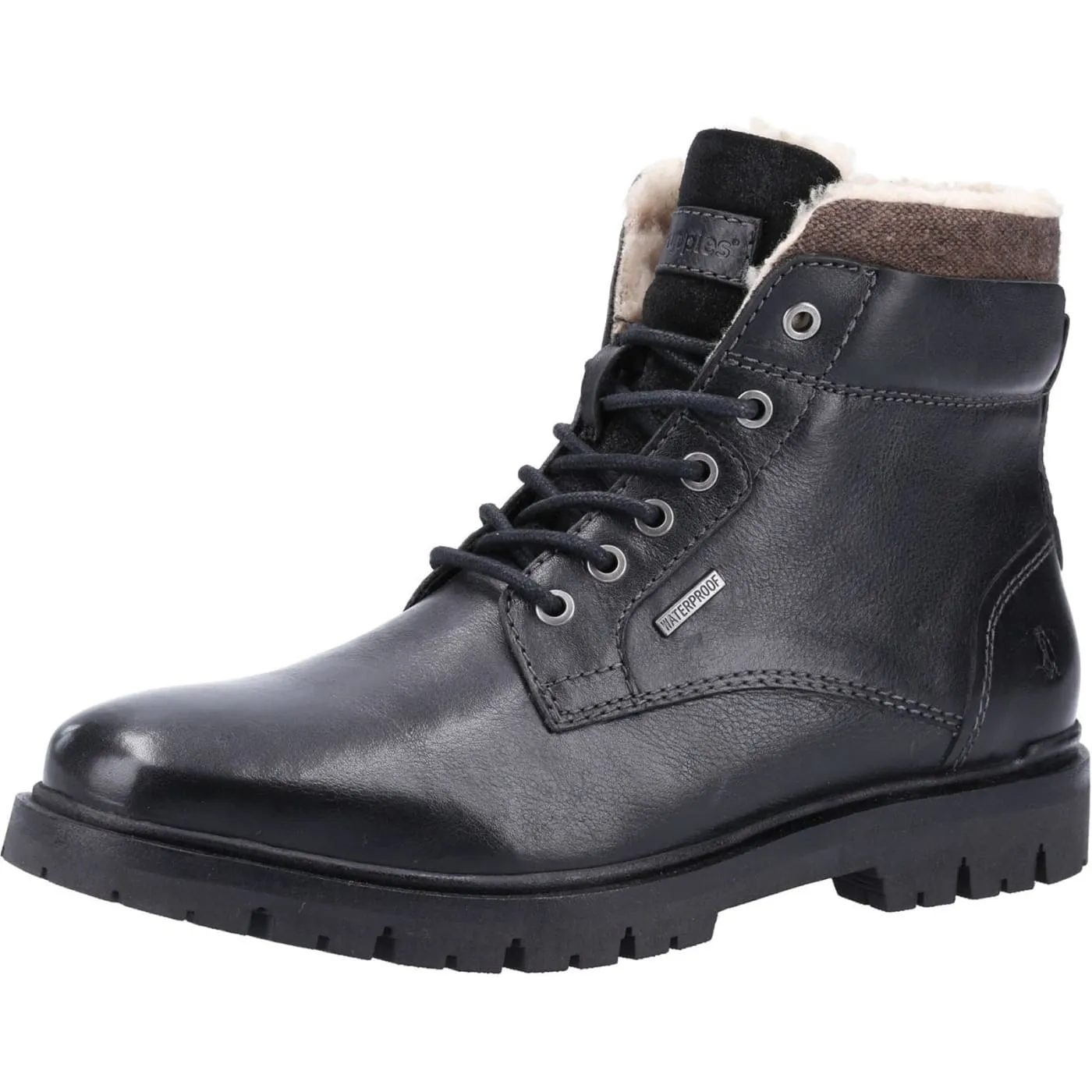 Hush Puppies Patrick Black Mens Leather Boots