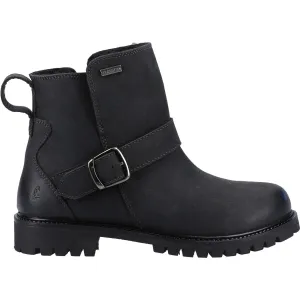 Hush Puppies Womens Wakely Shearling Lined Leather Ankle Boots - Black
