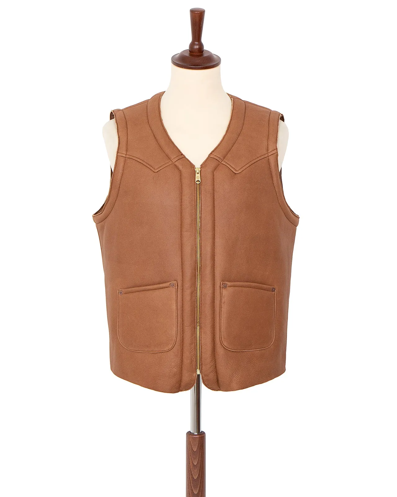 Indigofera Monroe Vest, Cognac Shearling