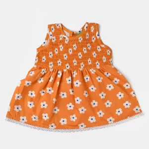 Infant Girls Cotton Poplin Casual Frock Kids Flora-Mustard