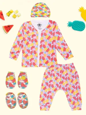 Infant Set Mittens Booties Cap Combo- Fruitilicious