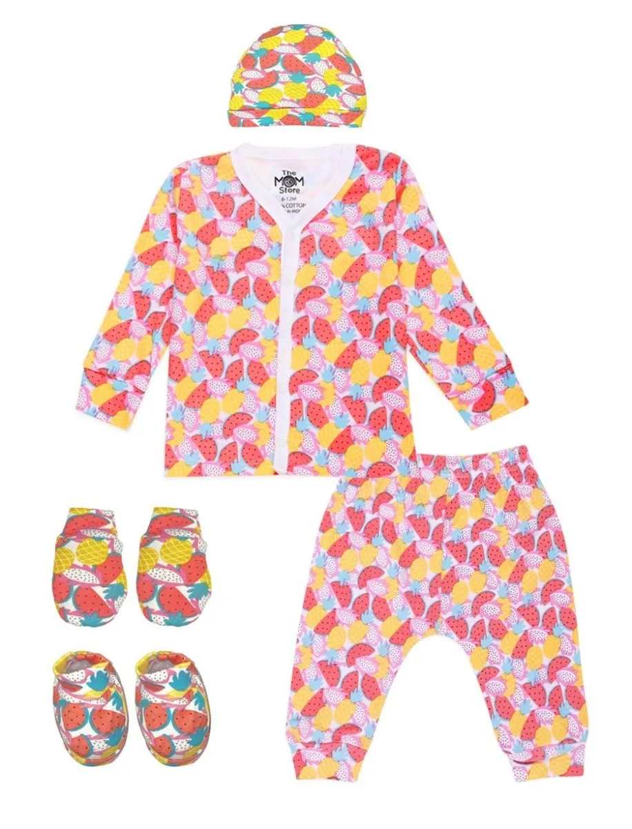 Infant Set Mittens Booties Cap Combo- Fruitilicious