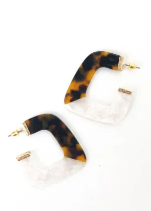 Itza Acrylic Hoops- Tortoise/White
