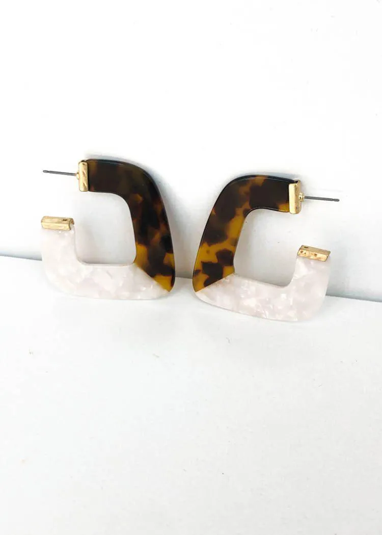 Itza Acrylic Hoops- Tortoise/White