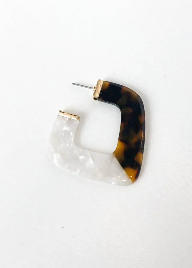 Itza Acrylic Hoops- Tortoise/White