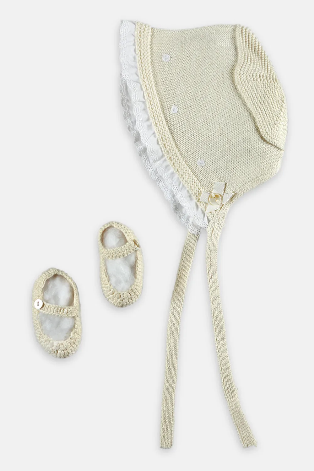 Ivory Booties & Cap Set