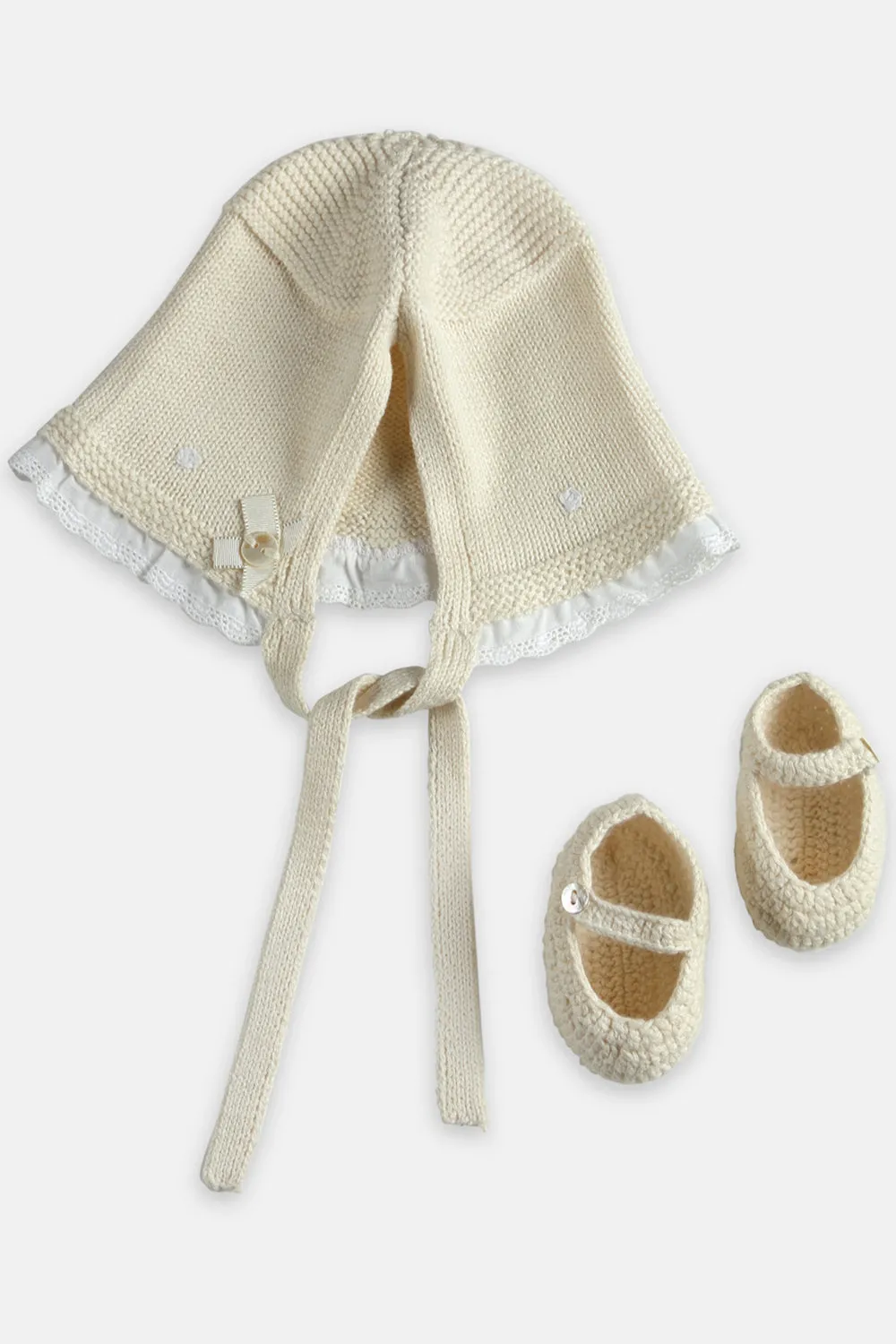 Ivory Booties & Cap Set