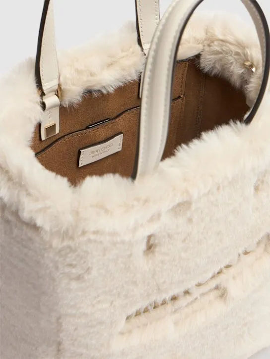 Jimmy Choo   Small N/W Lenny suede &amp; shearling bag 