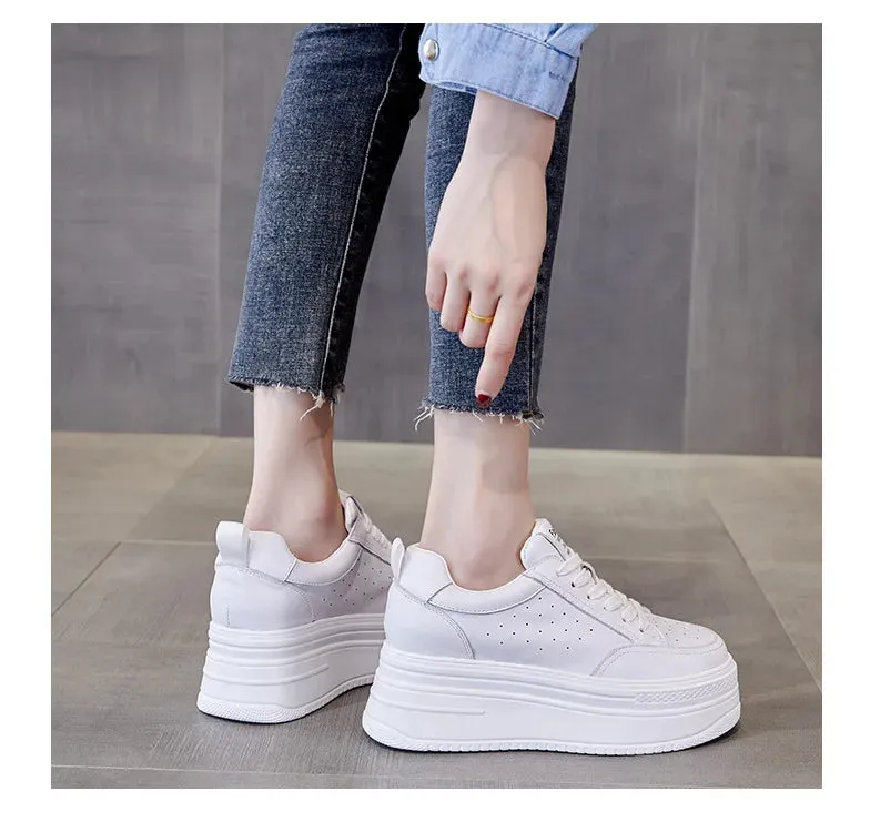 Joskaa 2024 New Leather Platform White Sneakers