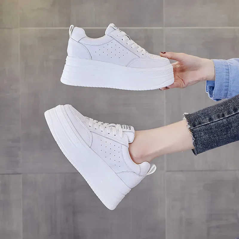 Joskaa 2024 New Leather Platform White Sneakers