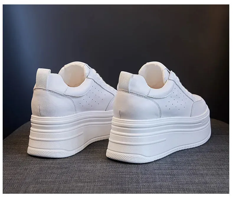 Joskaa 2024 New Leather Platform White Sneakers