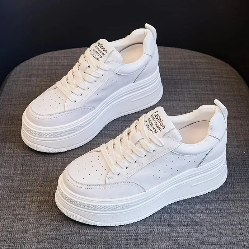 Joskaa 2024 New Leather Platform White Sneakers