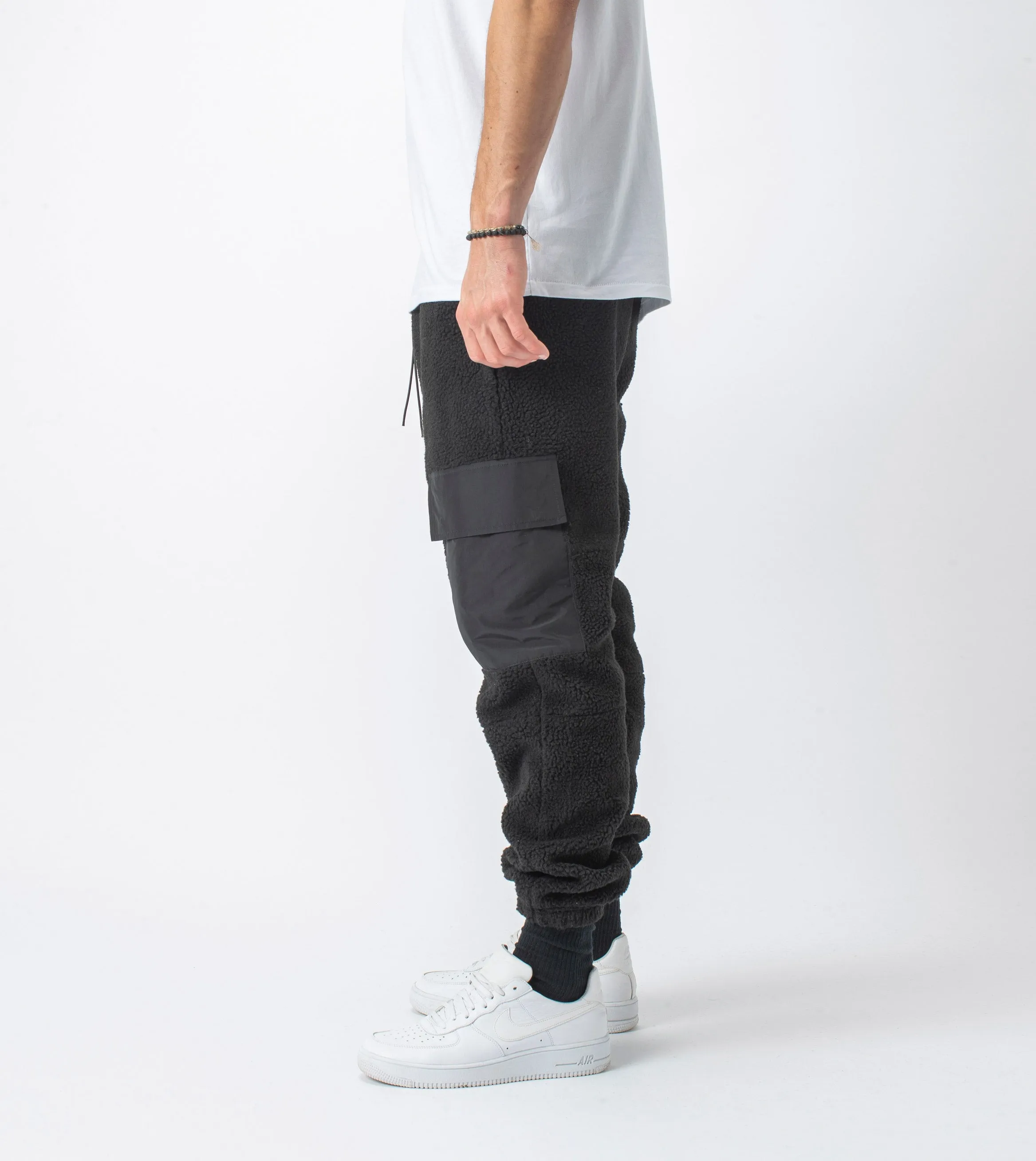 Jumpa Cargo Shearling Fleece Jogger Black - Sale