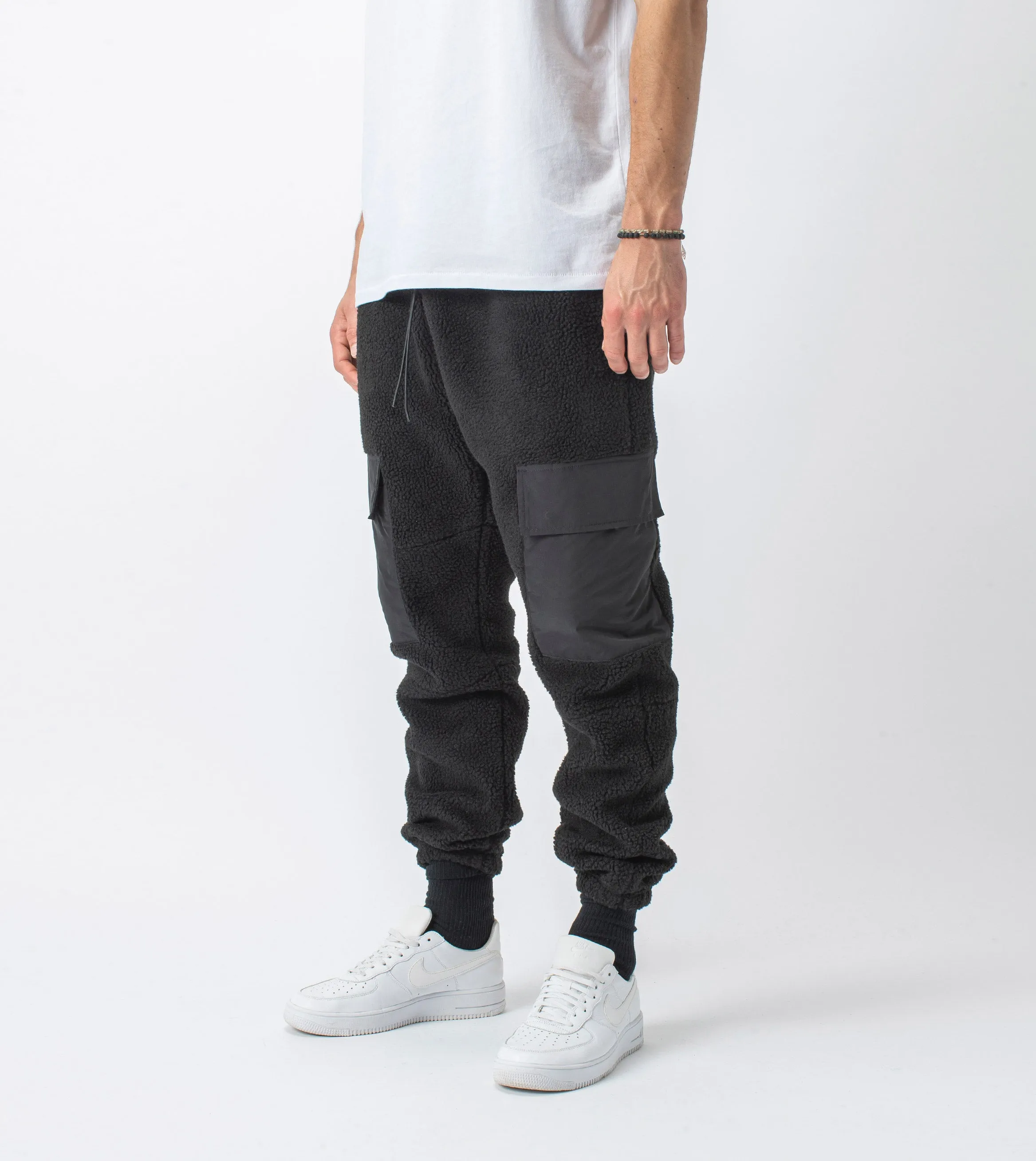Jumpa Cargo Shearling Fleece Jogger Black - Sale