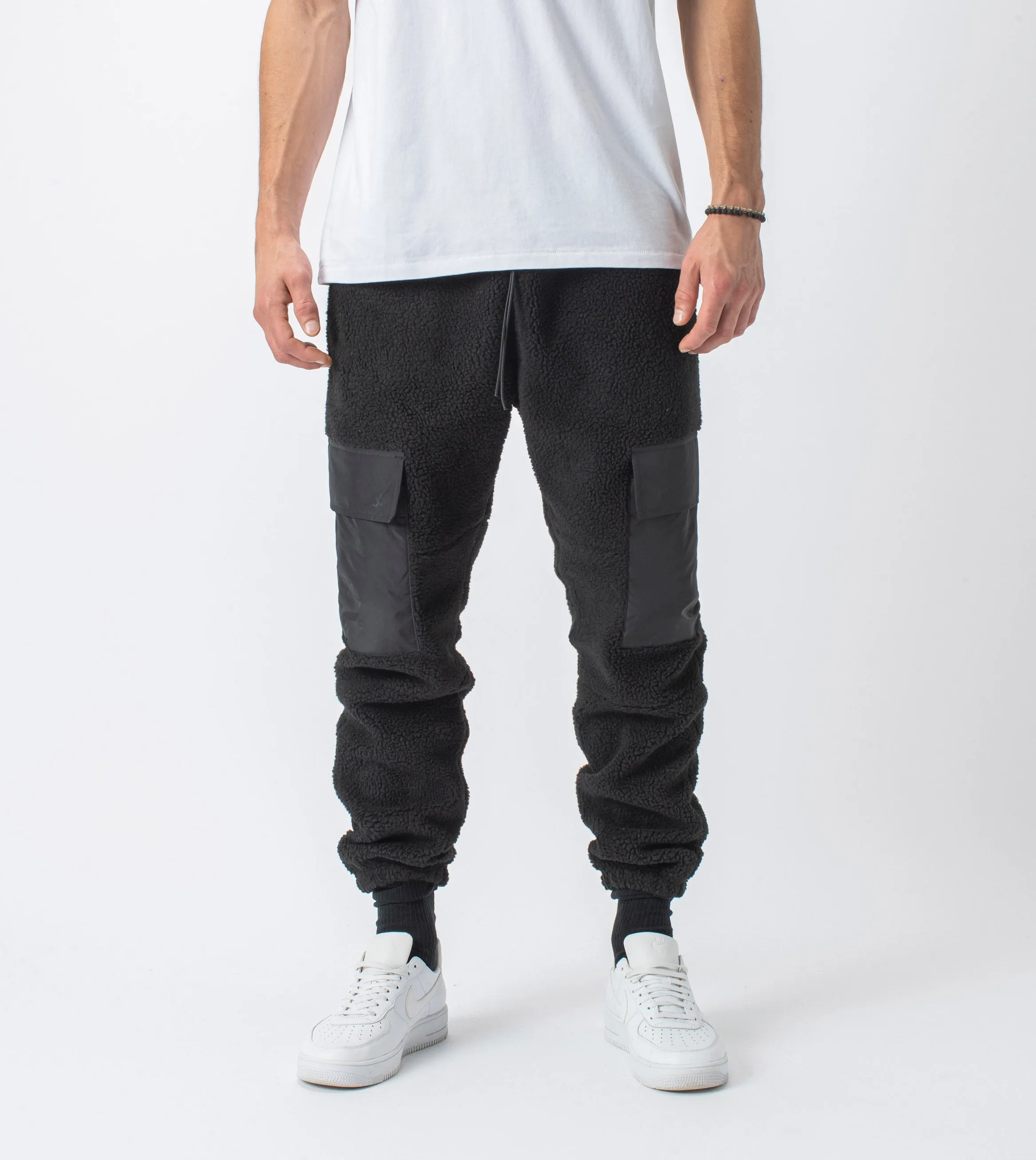 Jumpa Cargo Shearling Fleece Jogger Black - Sale