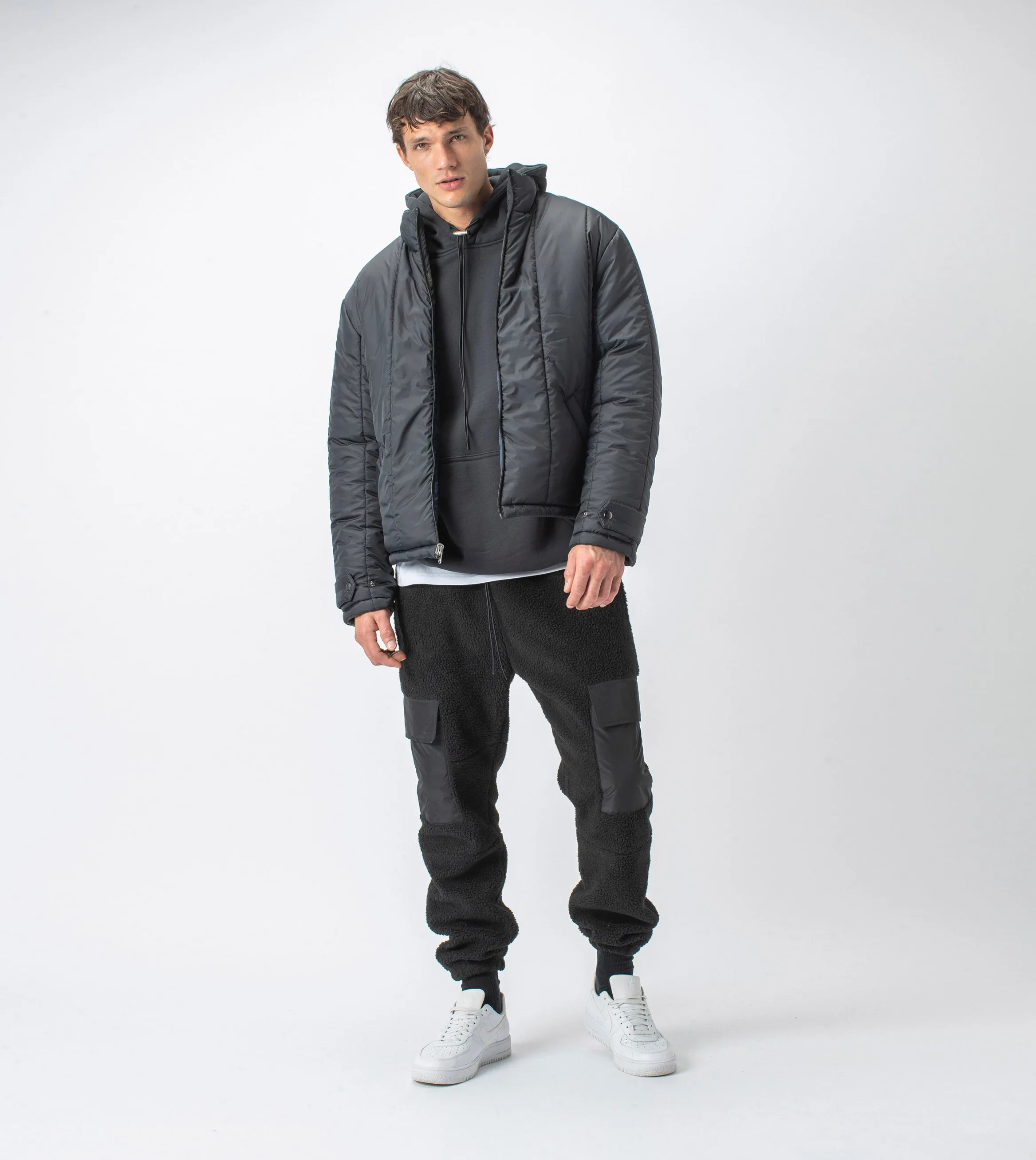 Jumpa Cargo Shearling Fleece Jogger Black - Sale