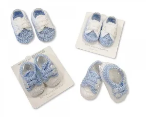 Knitted Baby Booties - Sky-346