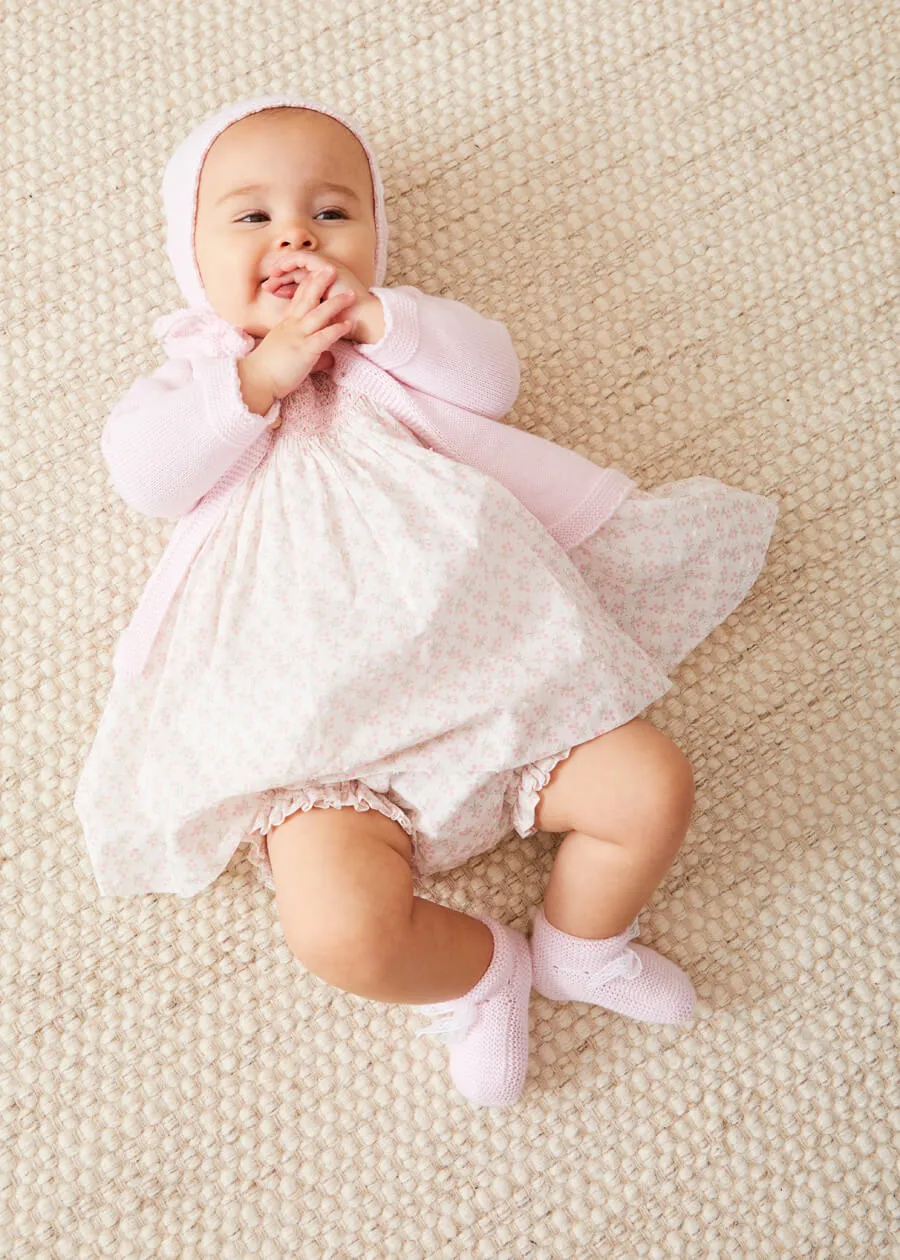 Lace Detail Knitted Booties in Pink
