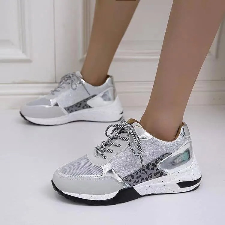 Lace-Up Wedge Sneakers - Women’s Casual Walking Shoes