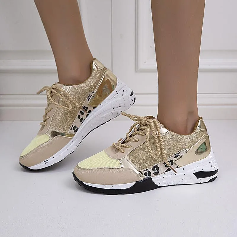 Lace-Up Wedge Sneakers - Women’s Casual Walking Shoes