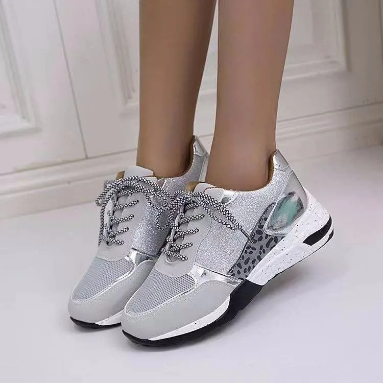 Lace-Up Wedge Sneakers - Women’s Casual Walking Shoes