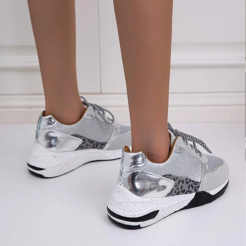 Lace-Up Wedge Sneakers - Women’s Casual Walking Shoes