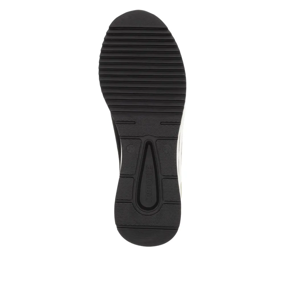 Ladies Zip Up Trainers Sneakers Black Wedge D0T08-02 sale