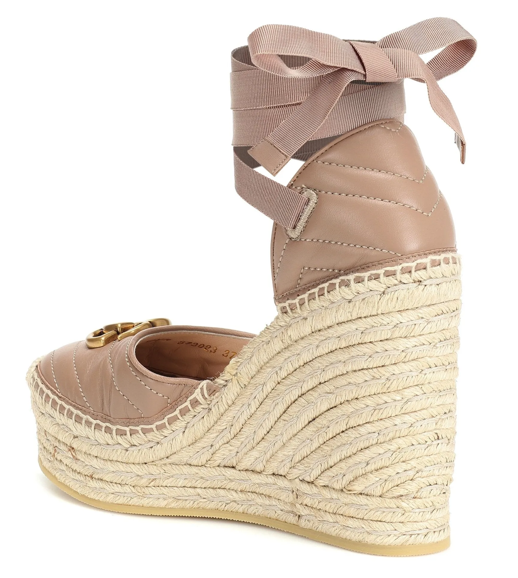 Leather Platform Espadrilles, Pink/Nude