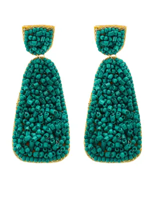 Lei Beaded Drop Earrings-Teal