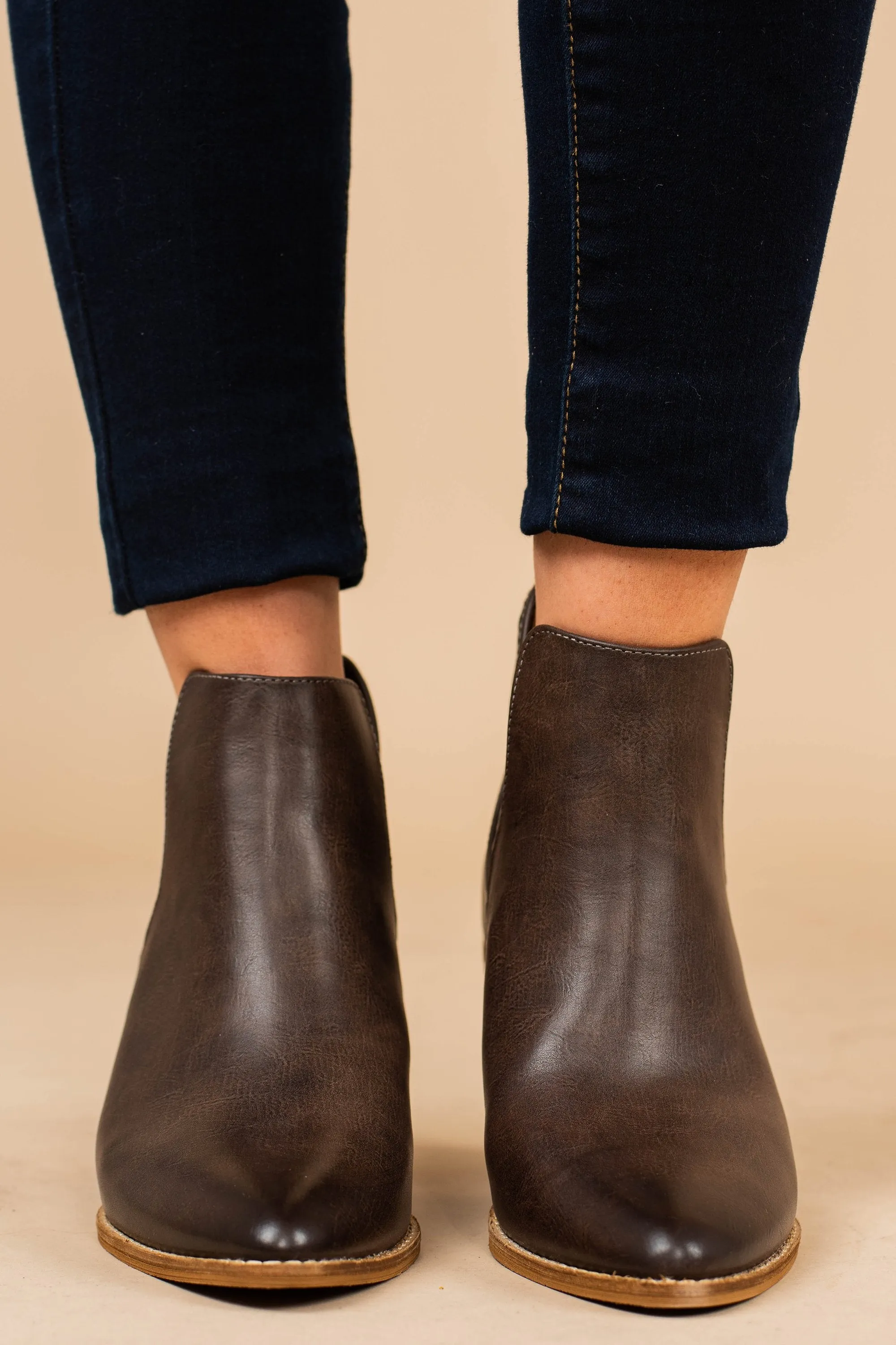Let Me Know Brown Perforated Booties