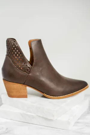 Let Me Know Brown Perforated Booties