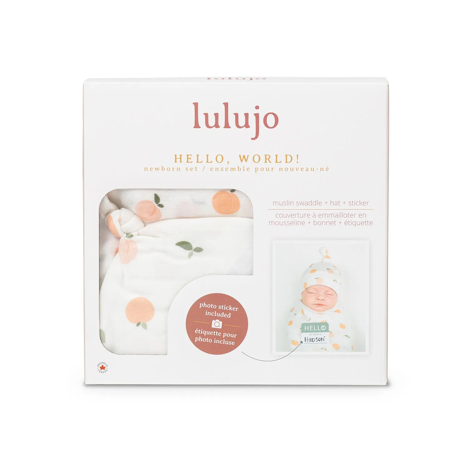 Lulujo - Bamboo Hat and Swaddle Blanket - Peaches