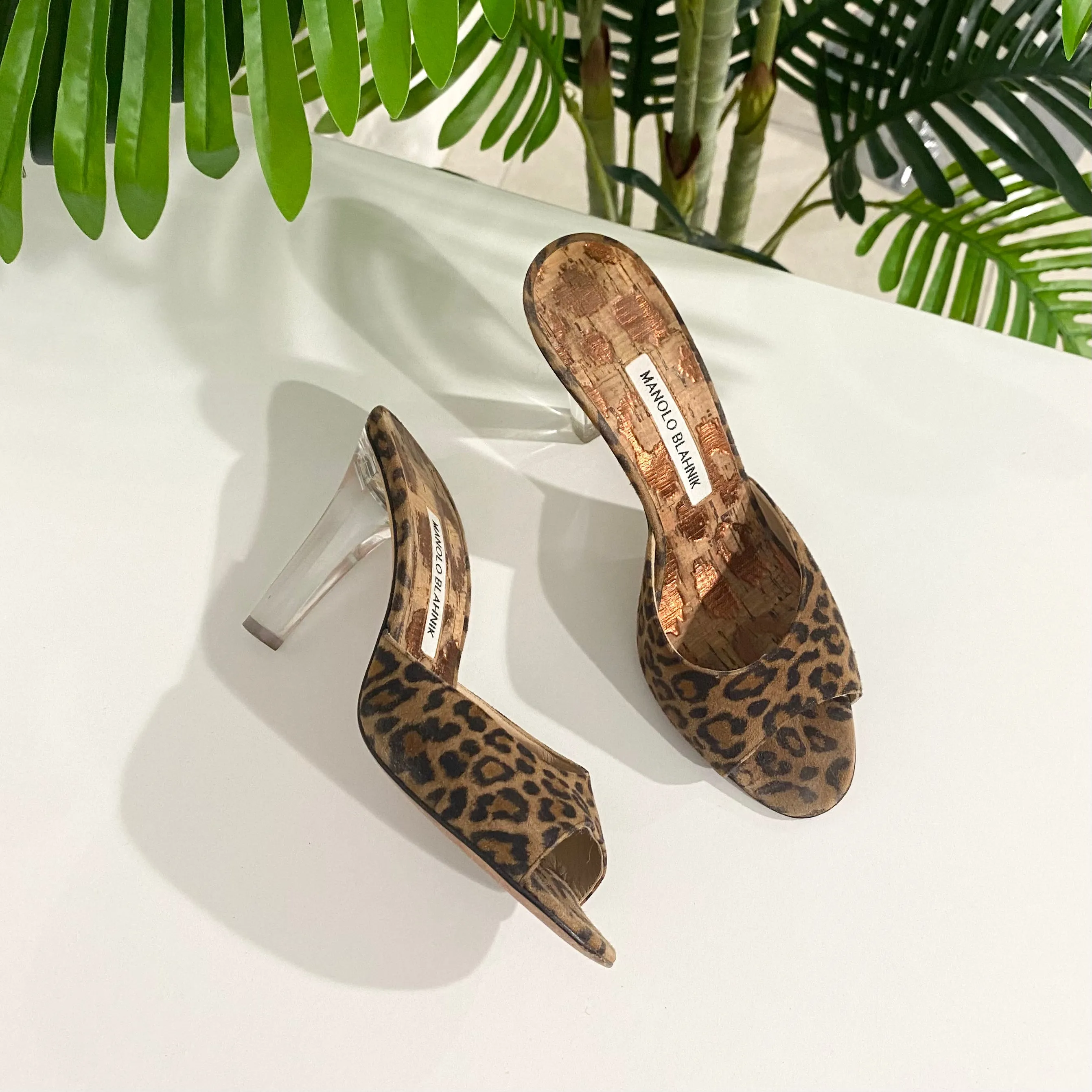 Manolo Blahnik Leopard & Clear Heels