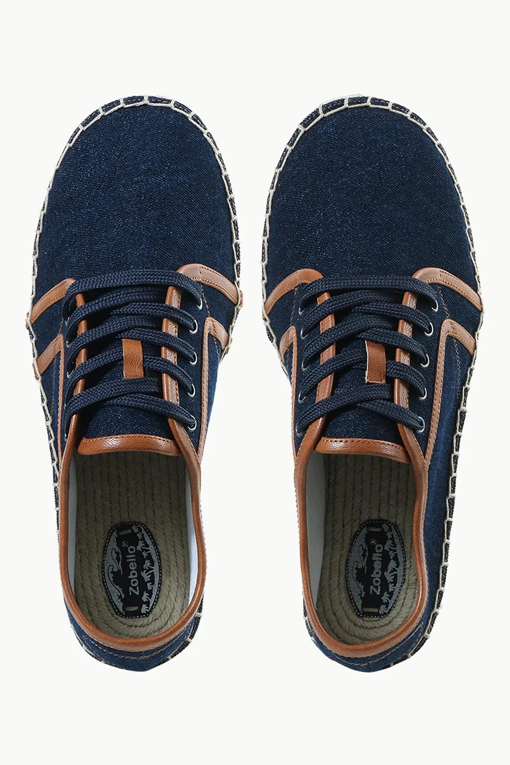 Mens Leather Detailed Denim Espadrilles