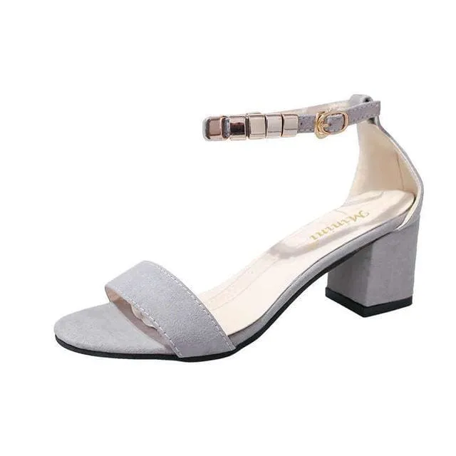 Metal String Bead Open Toe High Heels