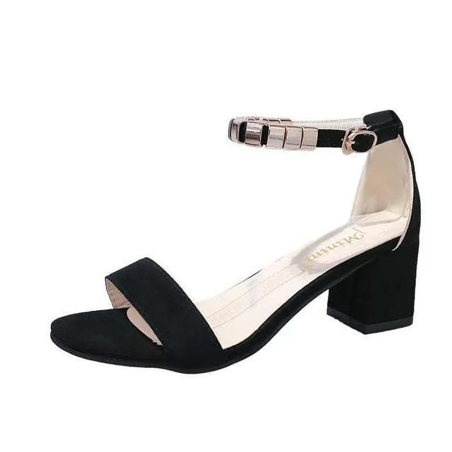 Metal String Bead Open Toe High Heels