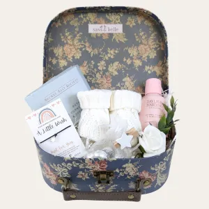 New Mum Pamper Hamper, Mini Treat Trunk, Baby Booties & Bracelet