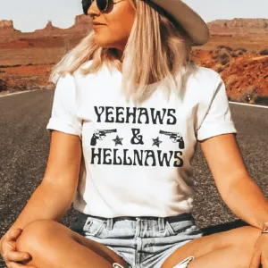 Online Exclusive | Yee Haws and Hell Naws Short Sleeve Graphic Tee in White