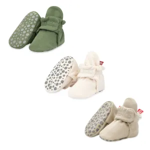Organic Cotton Gripper Baby Bootie 3 Pack - Olive/Cream/Khaki