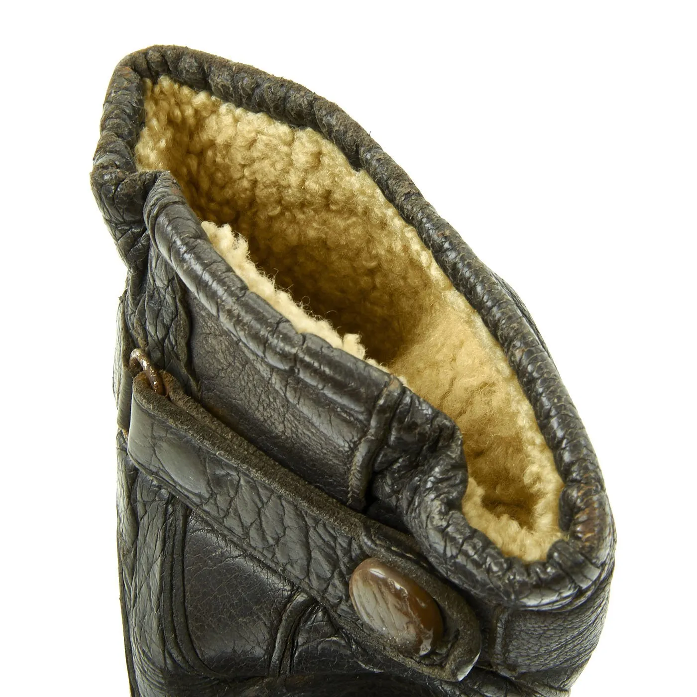 Original German WWII Luftwaffe Short Shearling Leather Flight Gloves