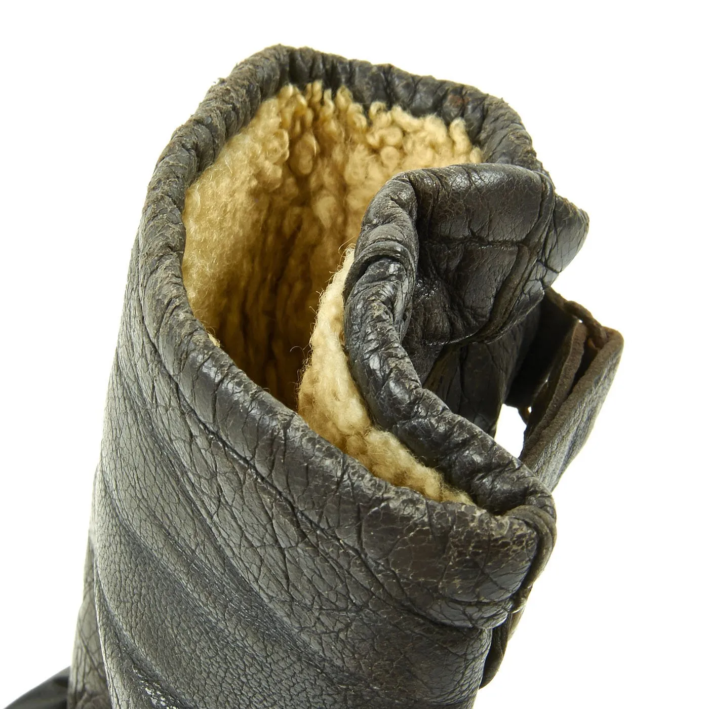 Original German WWII Luftwaffe Short Shearling Leather Flight Gloves