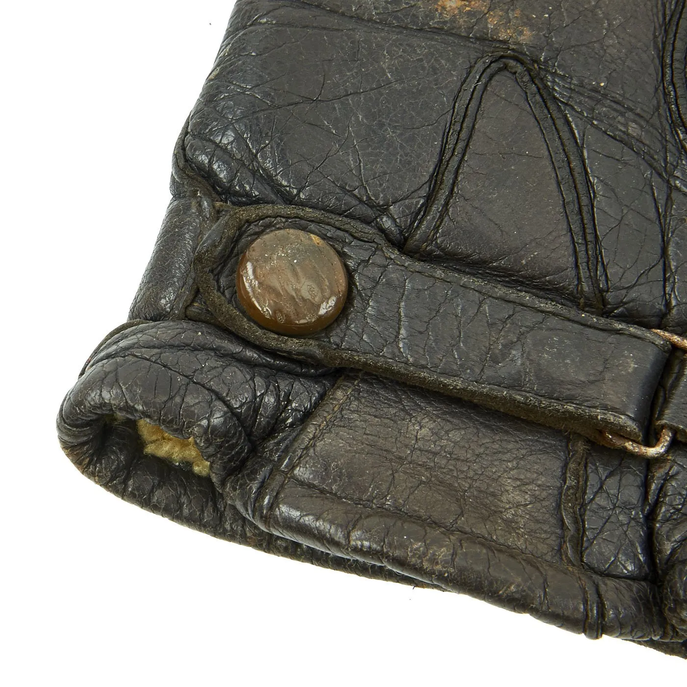 Original German WWII Luftwaffe Short Shearling Leather Flight Gloves