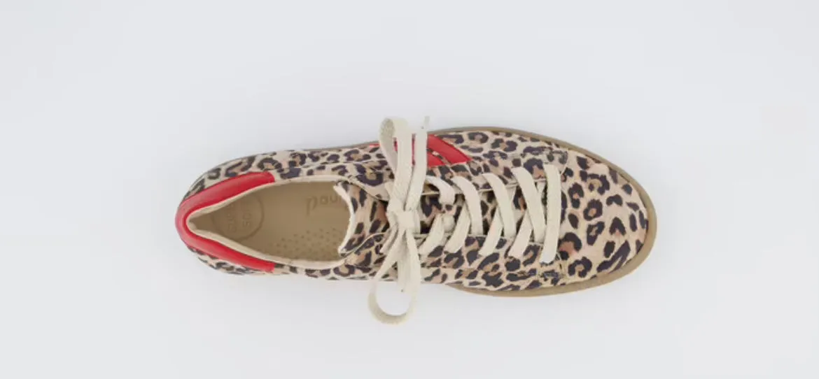 Paul Green leopard print leather and suede sneakers