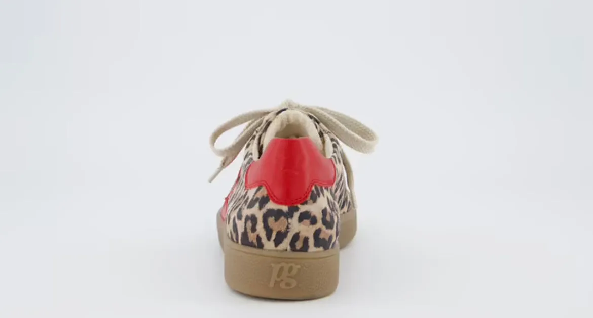 Paul Green leopard print leather and suede sneakers