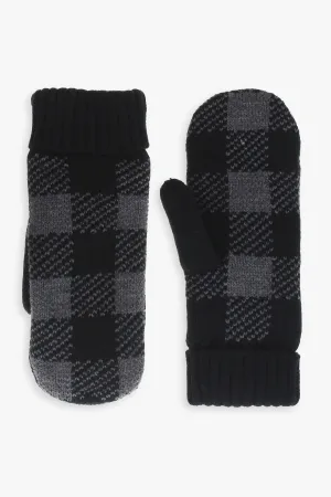 Plaid Ladies Faux Shearling Lined Mittens