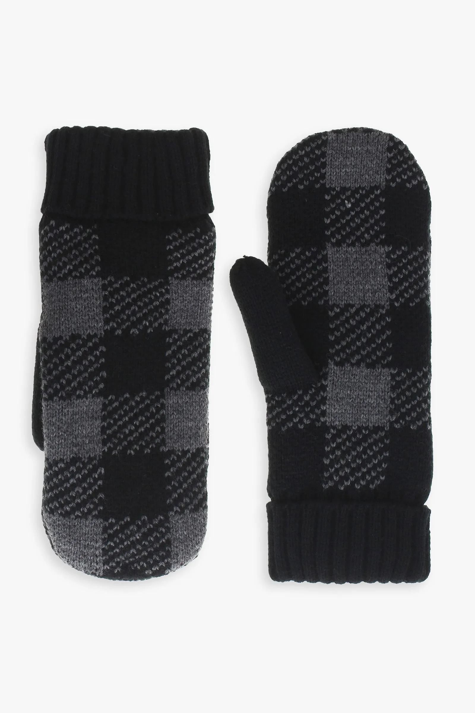 Plaid Ladies Faux Shearling Lined Mittens