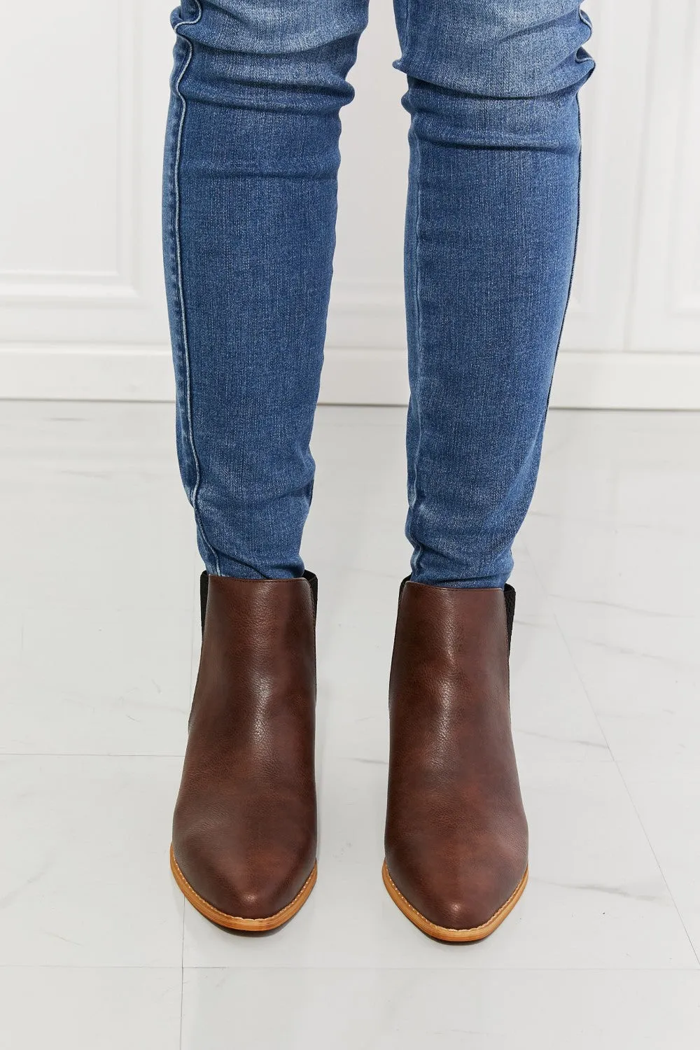 Pointed Toe Bootie in Chocolate