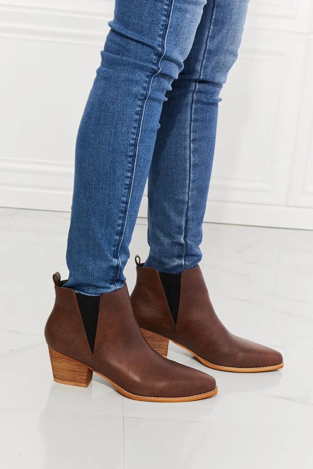 Pointed Toe Bootie in Chocolate